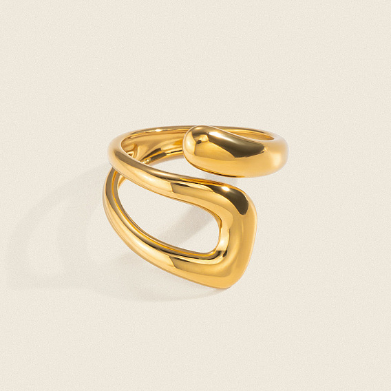 Irregular 304 Stainless Steel Cuff Open Rings for Women