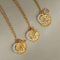 Cubic Zirconia Constellation & Opalite Moon Pendant Necklace, with Golden Brass Paperclip Chains