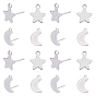 304 Stainless Steel Stud Earring Findings & Ear Nuts, with Loop, Moon/Star