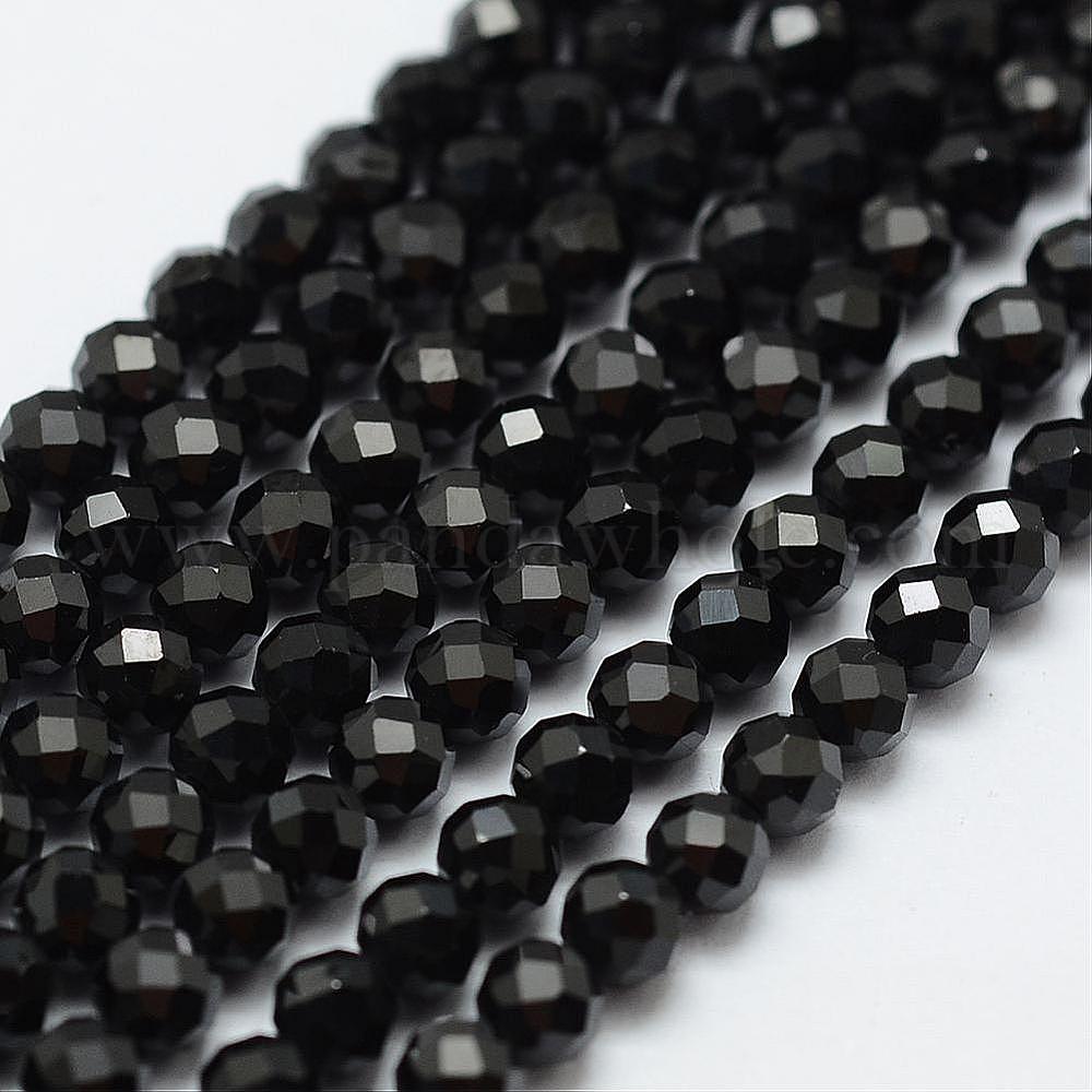 Natural Grade AAA Black Spinel Gemstone Round Beads For Jewelry Making 15"Strand