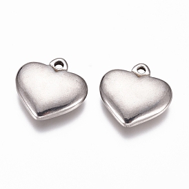 304 Stainless Steel Pendants, Puffed Heart, Jewelry Making, for Women