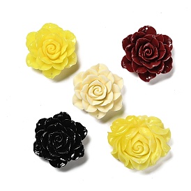 Synthetic Shell Dyed Carved Flower Connector Charms