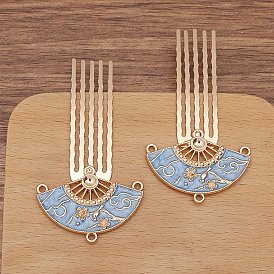 Alloy with Enamel Hair Comb Finding, for DIY Jewelry Accessories, Fan