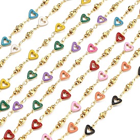 Латунные сердечные цепи, с эмалью, без кадмия, без никеля и без свинца, реальный 18 k позолоченный, пайки, с катушкой