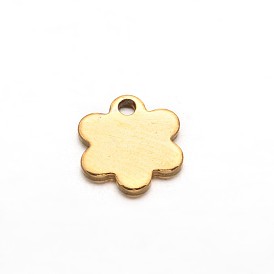 Flower 304 Stainless Steel Charms, 9x8x1mm, Hole: 1mm