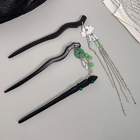 Xuan Lu's same style ebony jade hairpin green tassel hairpin design hair accessories for women