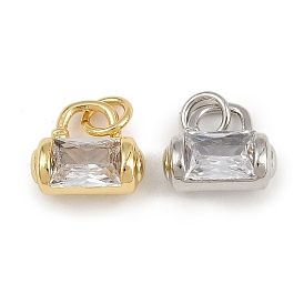 Латунные микропаве прозрачные кубические циркониевые подвески, сумка очарование, с целью перехода в кольце, стойки покрытие, долговечный, без свинца и без кадмия