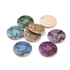 Printed Wooden Pendants, Flat Round