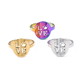 304 Stainless Steel Word Love Adjustable Ring for Women