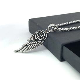 Мужские ожерелья с подвеской в виде крыла ангела из нержавеющей стали
