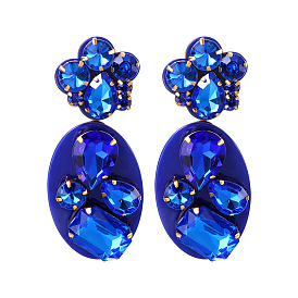Sparkling Diamond Elliptical Earrings for Women - Fashionable and Unique Street Style Ear Accessories