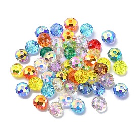 Perles de verre plaquées couleur ab, facettes rondelle