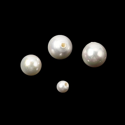 Жемчужные бусины с гальваническим покрытием, круглые, половине просверлил