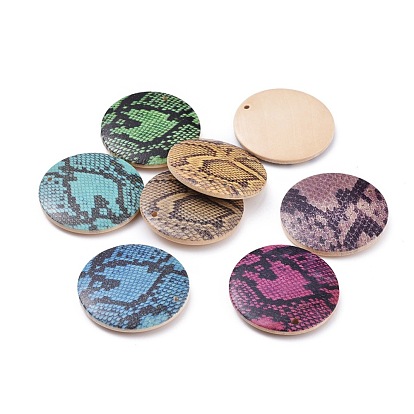 Printed Wooden Pendants, Flat Round