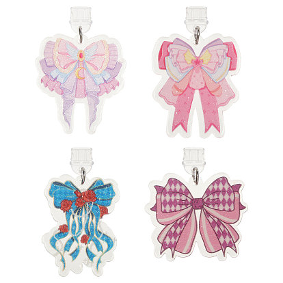 4шт 4 стили ПВХ мобильные пылезащитные заглушки, с акриловыми подвесками-бантиками