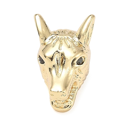 Латунные микро проложить кубического циркония бусы, без кадмия и без свинца, голова волка