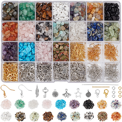 DIY Jewelry Making Kits, including Natural & Synthetic Gemstone Beads, Brass Earring Hooks & Pins, Iron Pin & Ring, Alloy Clasps & Charms