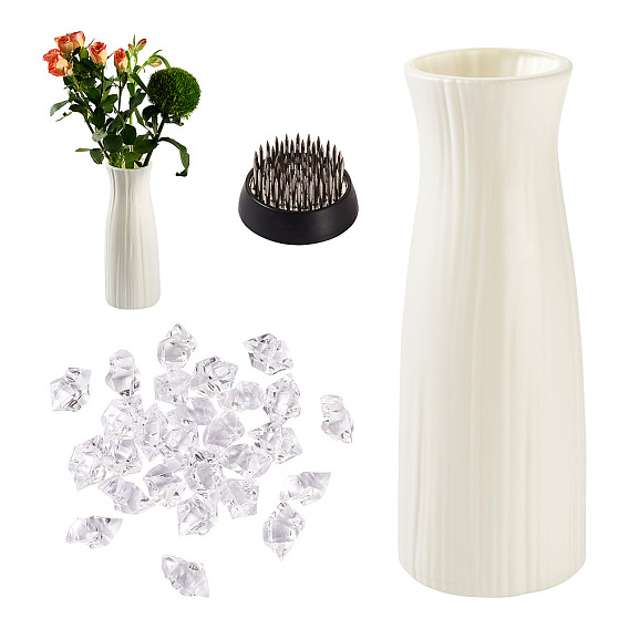 1пластиковые вазы-колонны из ПК, 1цветы-лягушки из нержавеющей стали из ПК, 50наборы акриловых украшений