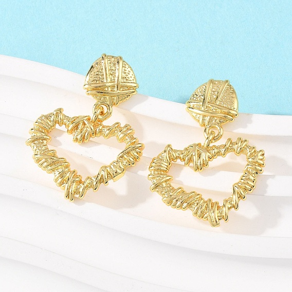 Серьги-гвоздики в форме сердечка из латуни, долговечная тарелка, стойки покрытие, без свинца и без кадмия