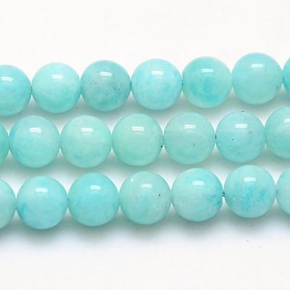 Natural Amazonite Beads Strands, Grade AA, Dyed, Round