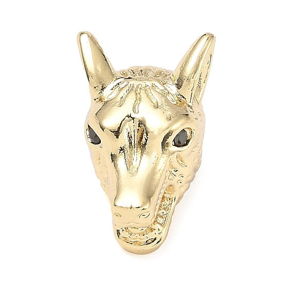 Латунные микро проложить кубического циркония бусы, без кадмия и без свинца, голова волка