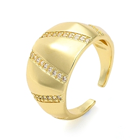 Plating Brass Micro Pave Cubic Zirconia Open Cuff Rings