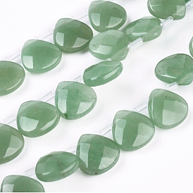 Natural Aventurine Beads Strands, Top Drilled Beads, Faceted, Teardrop