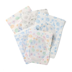Plastic Resealable Bag, Storage Bags, Self Seal Bag, Top Seal, with Oval Shape Window, Rectangle, Beach Theme Pattern