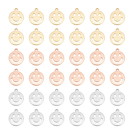 30 шт. 3 цвета латунные подвески, долговечный, плоские круглые с улыбающееся лицо