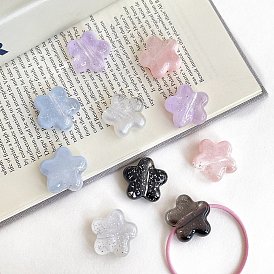 Прозрачные акриловые бусины, цветок, с блеском порошок