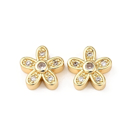 Латунные микро проложить кубического циркония бусы, цветок, стойки покрытие, долговечный, без свинца и без кадмия