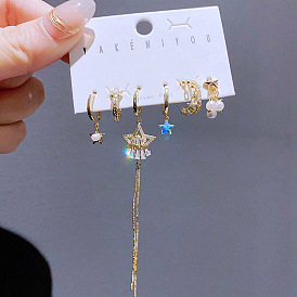 Luxury Fashion Earring Set with Unique Long Tassel Star Ear Hooks and Clips