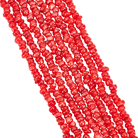 8 Strands Natural Freshwater Shell Beads Strands, Dyed, Nuggets Chips