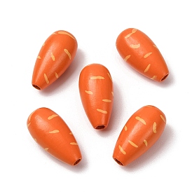 Окрашенные распылением деревянные бусины Schima, печатные бисера, морковь