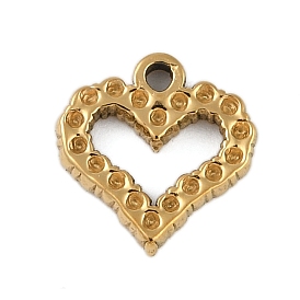 Ion Plating(IP) 304 Stainless Steel Pendant Rhinestone Settings, Heart Charm