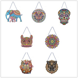 Elephant/Lion/Flower Hanging Door Sign DIY Diamond Painting Kit, Including Resin Rhinestones Bag, Diamond Sticky Pen, Tray Plate and Glue Clay and Acrylic Sheet