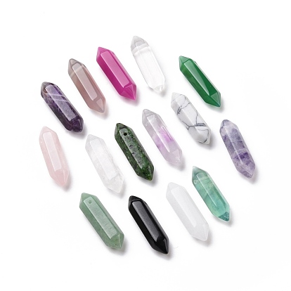 Gemstone Double Terminal Pointed Pendants, Faceted Bullet Charm