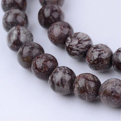 Natural Snowflake Obsidian Beads Strands, Round