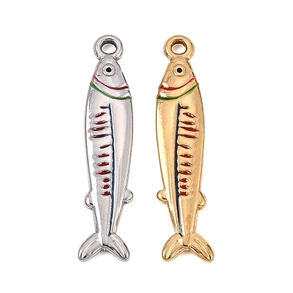 Pendentifs en acier inoxydable, avec l'émail, charmes de poissons