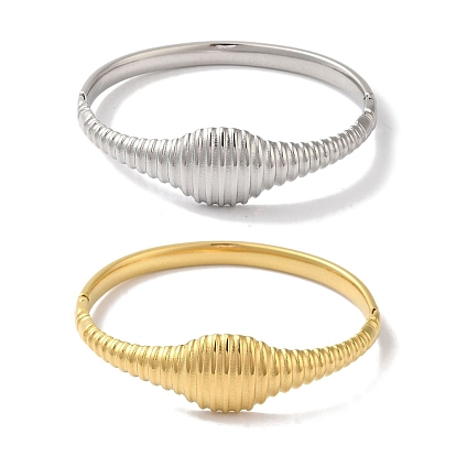 304 Stainless Steel Grooved Hinged Bangles for Women