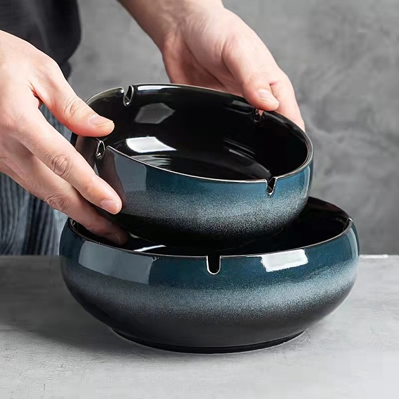 Фарфоровая пепельница, украшение стола в домашнем офисе, плоско-круглые