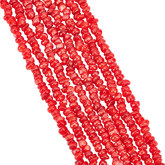 8 Strands Natural Freshwater Shell Beads Strands, Dyed, Nuggets Chips