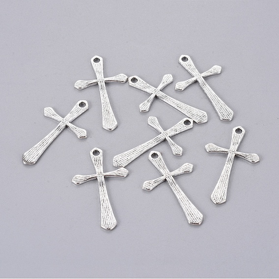 Подвески из сплава , без свинца и без кадмия, крестик, античное серебро, длиной около 33 мм , шириной 19 мм , толщиной 1.5 мм , отверстие : 1 мм