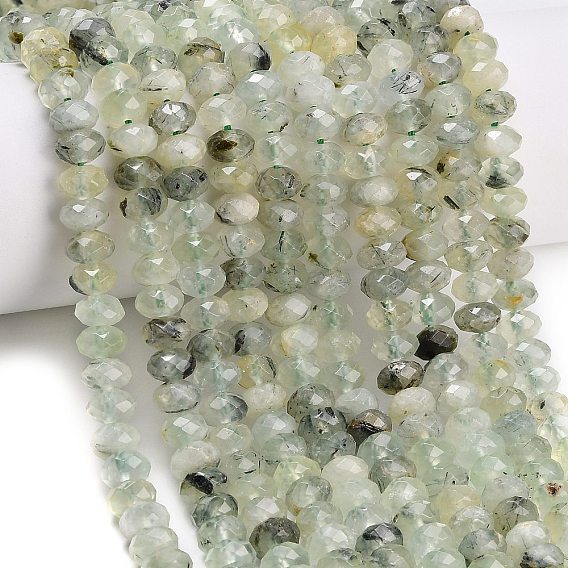 Природные пренит нитей бисера, рондель, граненые