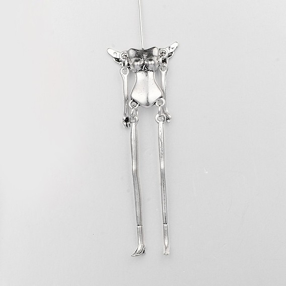 Скелет человеческого тела из сплава в тибетском стиле для изготовления кукол своими руками, без кадмия и без свинца, 115x26x7 mmpin: 45 мм длиной, толщиной 0.8 мм 