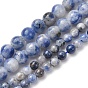 Натуральное синее пятно нитки из бисера яшмы, круглые