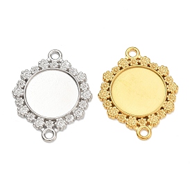 304 Stainless Steel Connector Cabochon Settings, Flower, Ion Plating(IP)