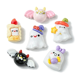 Halloween Theme Opaque Resin Decoden Cabochons, Ghost/Candle/Devil