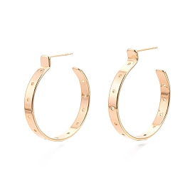 Ion Plating(IP) Brass Circle Stud Earring, Half Hoop Earrings for Women, Nickel Free