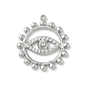 304 подвески из нержавеющей стали, со стразами, плоские круглые с глаз
